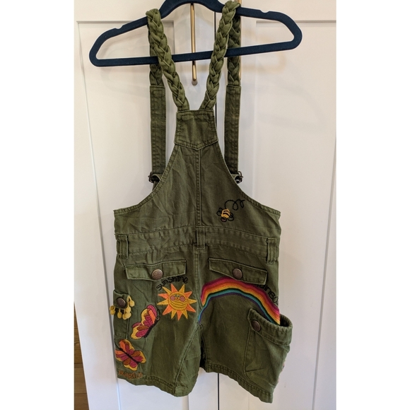 Vintage Y2K Green Overall Dress with Fun Patches - Picture 2 of 6